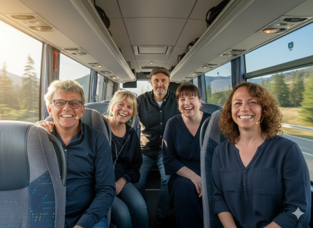 Die Improgruppe Spontanika im Bus auf dem Weg zu einem Auftritt in Schleswig-Holstein Wir bringen Impro überallhin! Ob Stormarn, Schleswig-Holstein oder Hamburg – wir kommen mit unserer Show zu euch.